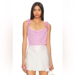 REVOLVE Majorelle Brittan Top - rosette floral 3D strap details bubblegum pink